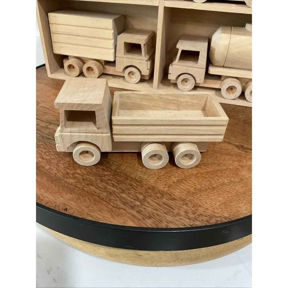 Handmade Vintage Wooden Truck set of 4 Trucks Cargo Display Decor Play Paint